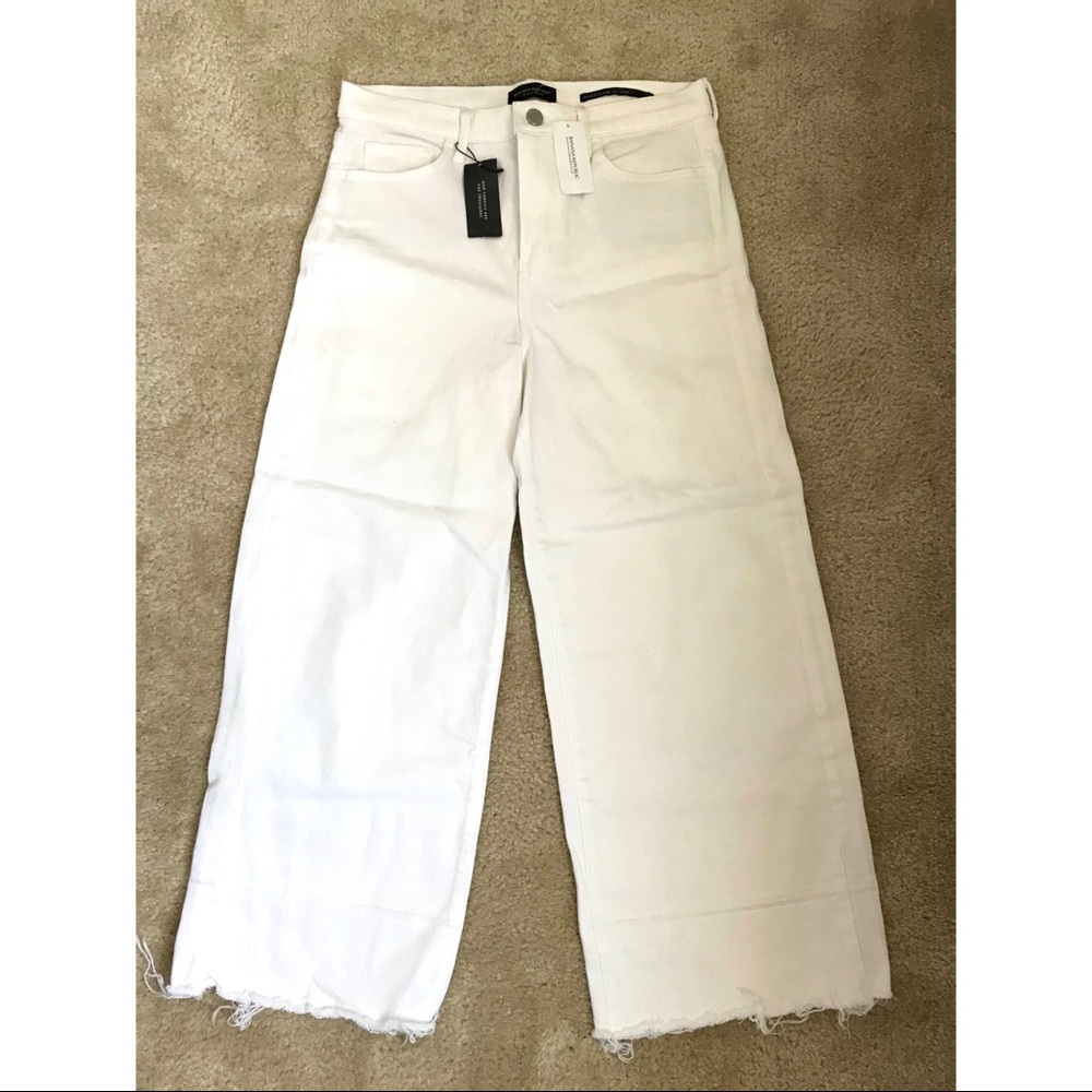 Banana Republic High-rise wide-leg crop white denim jeans